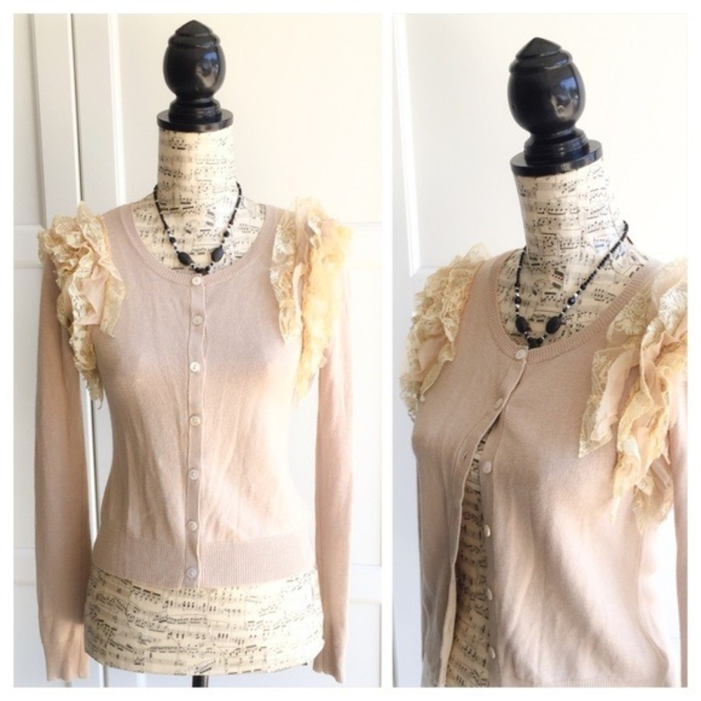 Anthropologie Lil Cardigan Ruffles SZ M